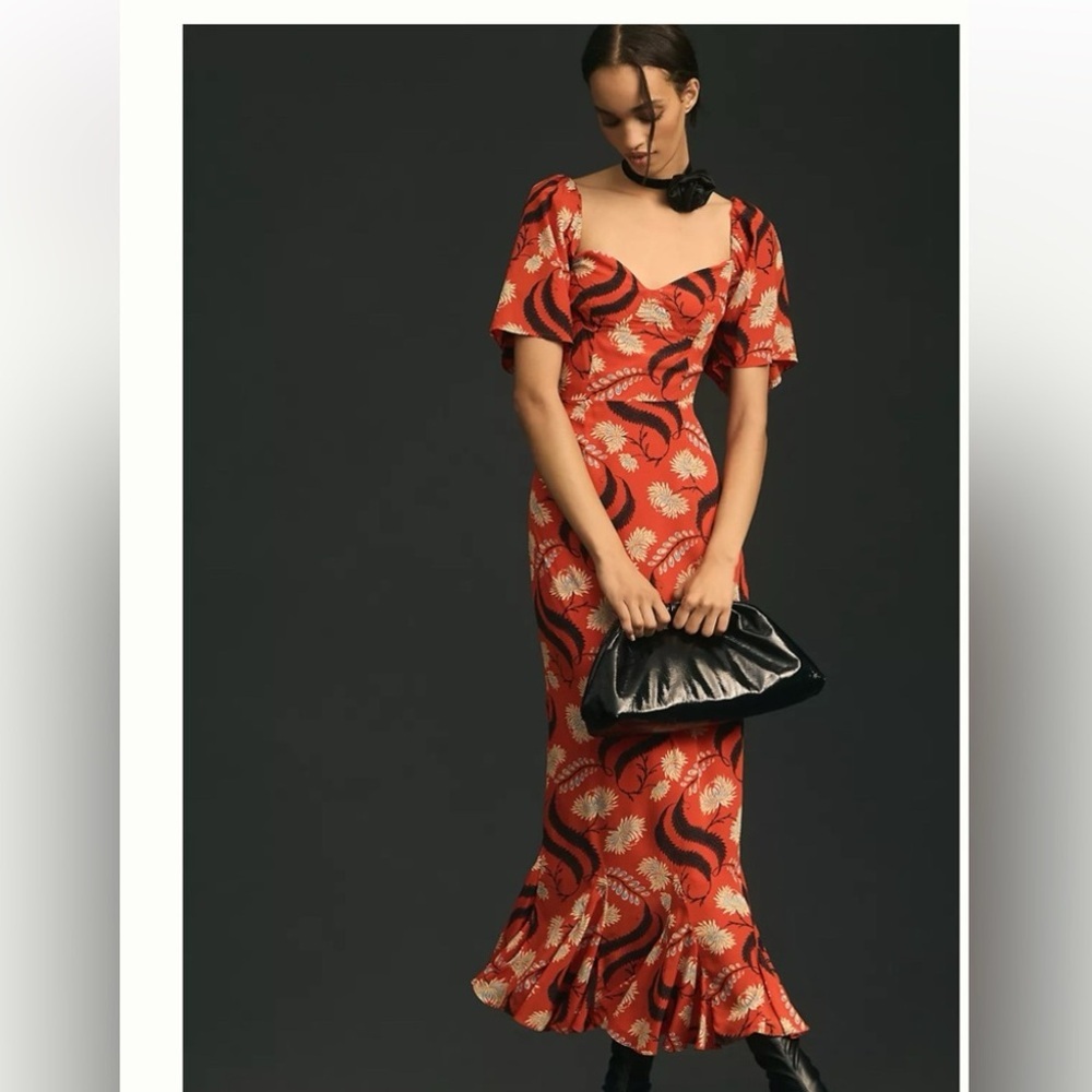RHODE NWT Ramona Floral Maxi Dress in Bright Red Kiku, Size 6, Breki